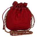 CHANEL Matelasse COCO Mark Chain Shoulder Bag Satin Red Gold CC Auth BA2019-1