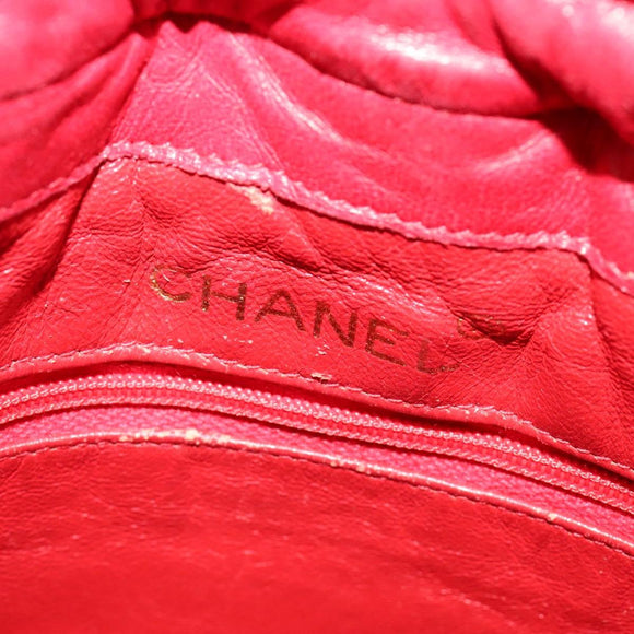 CHANEL Matelasse COCO Mark Chain Shoulder Bag Satin Red Gold CC Auth BA2019