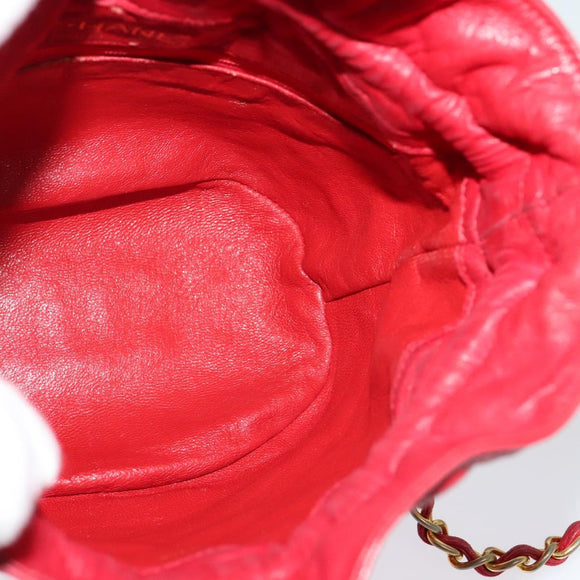 CHANEL Matelasse COCO Mark Chain Shoulder Bag Satin Red Gold CC Auth BA2019