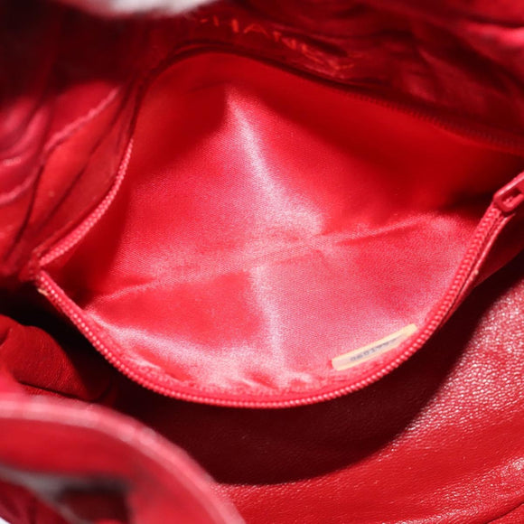 CHANEL Matelasse COCO Mark Chain Shoulder Bag Satin Red Gold CC Auth BA2019