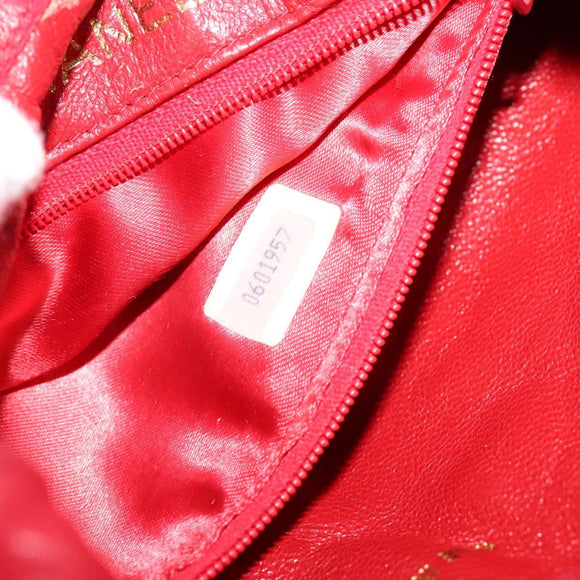 CHANEL Matelasse COCO Mark Chain Shoulder Bag Satin Red Gold CC Auth BA2019