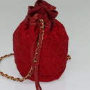 CHANEL Matelasse COCO Mark Chain Shoulder Bag Satin Red Gold CC Auth BA2019-4