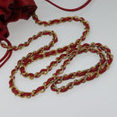 CHANEL Matelasse COCO Mark Chain Shoulder Bag Satin Red Gold CC Auth BA2019-7