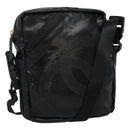 CHANEL Sports COCO Mark Shoulder Bag Coated Canvas Black CC Auth BA202-1