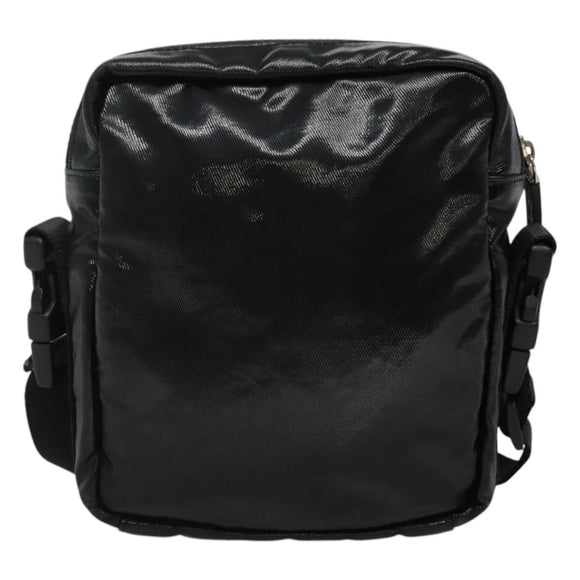 CHANEL Sports COCO Mark Shoulder Bag Coated Canvas Black CC Auth BA202