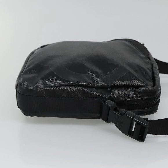 CHANEL Sports COCO Mark Shoulder Bag Coated Canvas Black CC Auth BA202