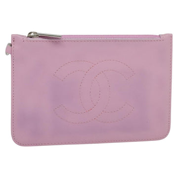 CHANEL Pouch Leather Pink CC Auth BA2026