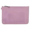 CHANEL Pouch Leather Pink CC Auth BA2026-2