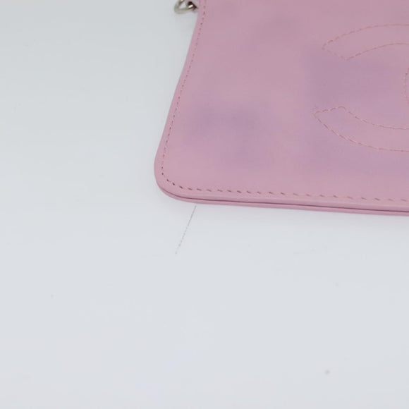 CHANEL Pouch Leather Pink CC Auth BA2026