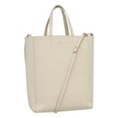 CELINE Hand Bag Leather 2way White Auth BA203-1