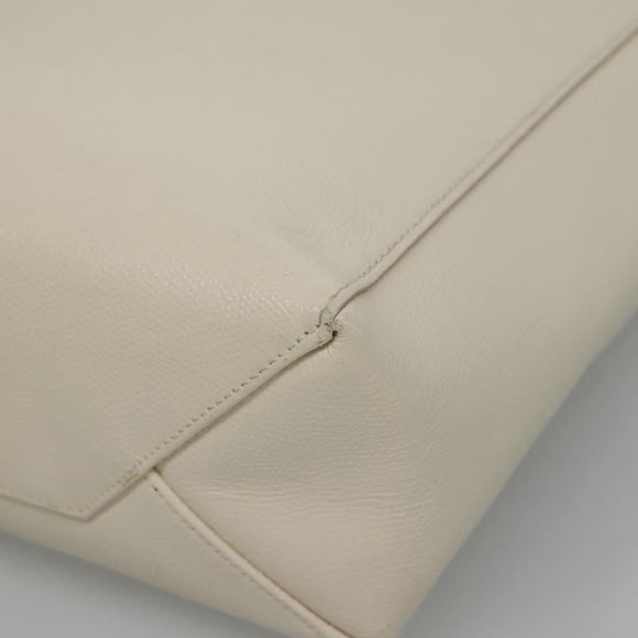 CELINE Hand Bag Leather 2way White Auth BA203