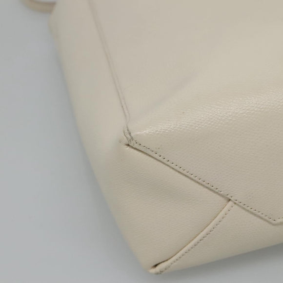 CELINE Hand Bag Leather 2way White Auth BA203