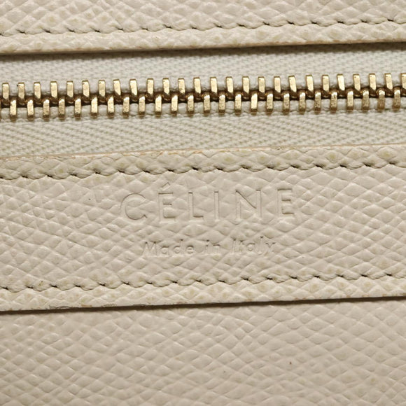 CELINE Hand Bag Leather 2way White Auth BA203