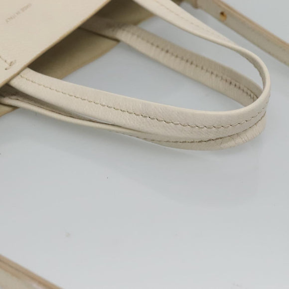 CELINE Hand Bag Leather 2way White Auth BA203