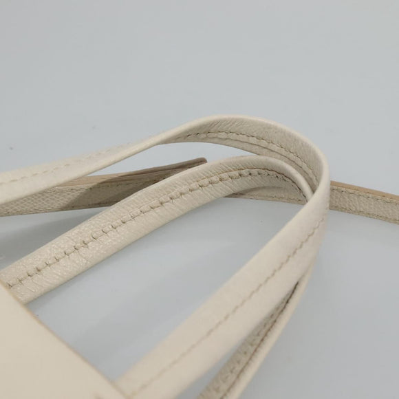 CELINE Hand Bag Leather 2way White Auth BA203