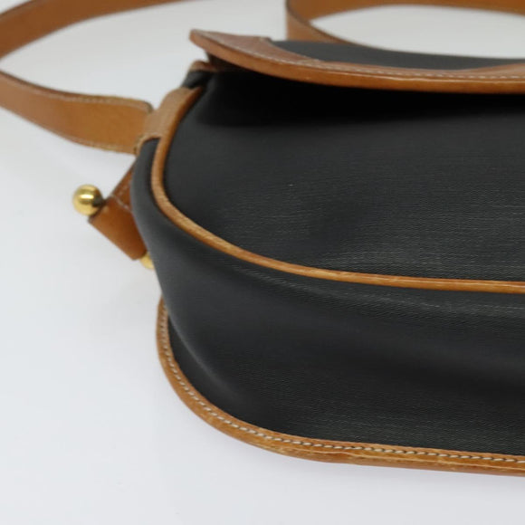 Christian Dior Shoulder Bag Leather Black Gold Auth BA2030