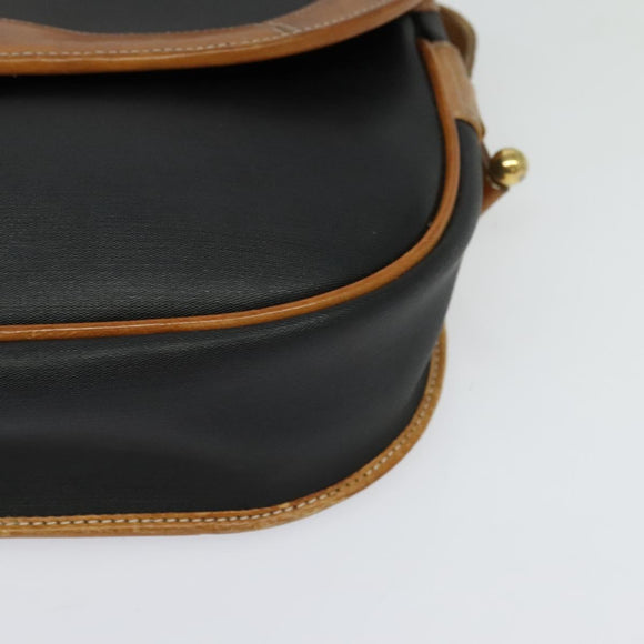 Christian Dior Shoulder Bag Leather Black Gold Auth BA2030