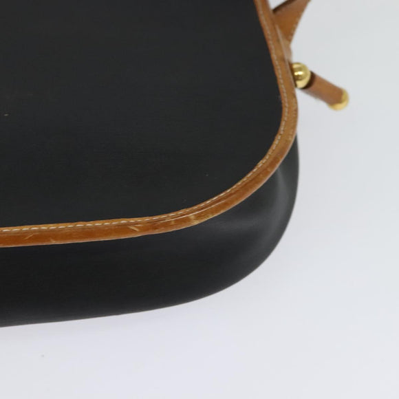 Christian Dior Shoulder Bag Leather Black Gold Auth BA2030