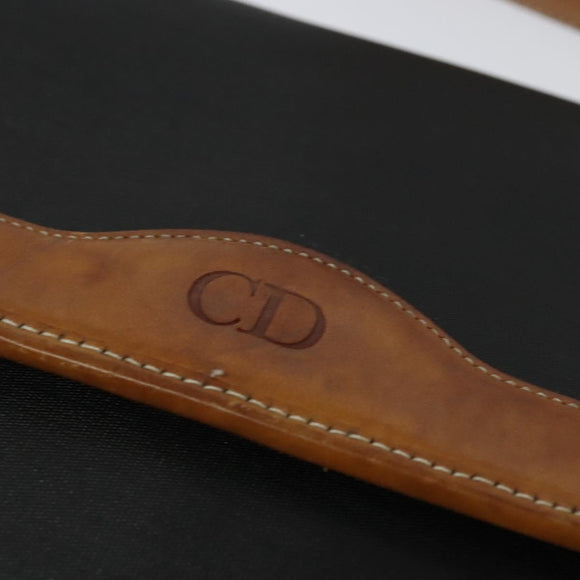 Christian Dior Shoulder Bag Leather Black Gold Auth BA2030