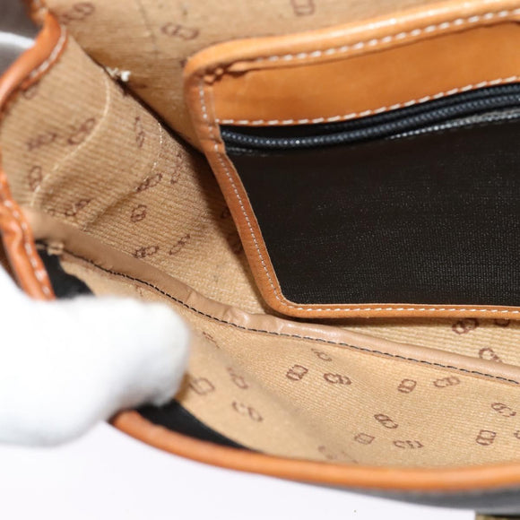 Christian Dior Shoulder Bag Leather Black Gold Auth BA2030