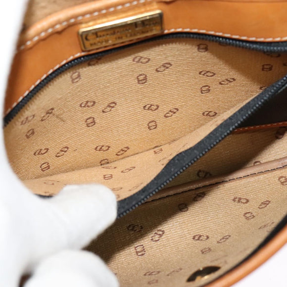 Christian Dior Shoulder Bag Leather Black Gold Auth BA2030