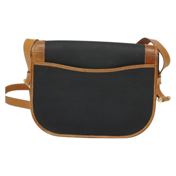 Christian Dior Shoulder Bag Leather Black Gold Auth BA2030