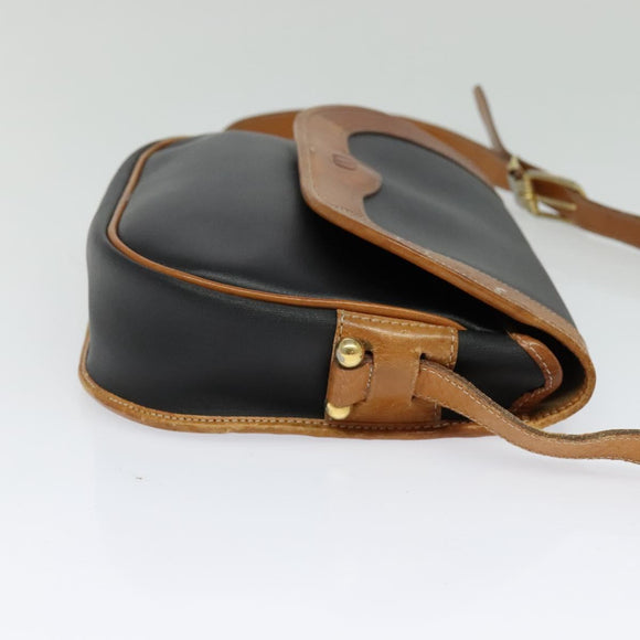 Christian Dior Shoulder Bag Leather Black Gold Auth BA2030