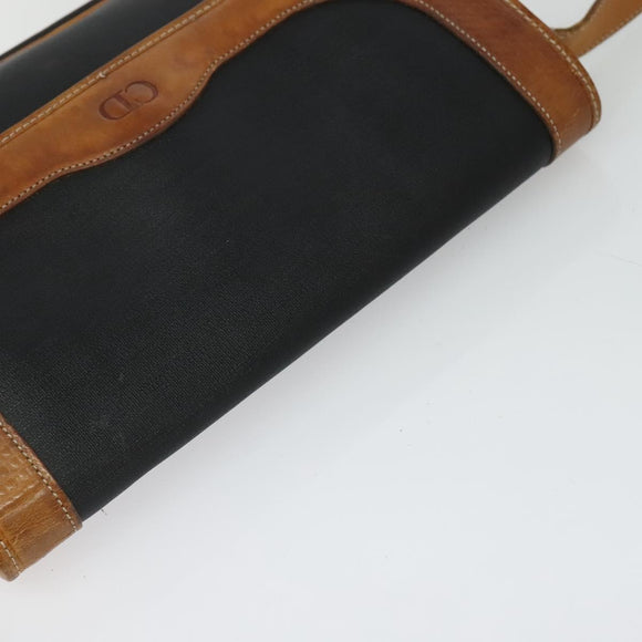 Christian Dior Shoulder Bag Leather Black Gold Auth BA2030