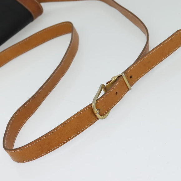 Christian Dior Shoulder Bag Leather Black Gold Auth BA2030