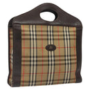 Burberrys Nova Check Hand Bag Canvas Beige Auth BA2031-1