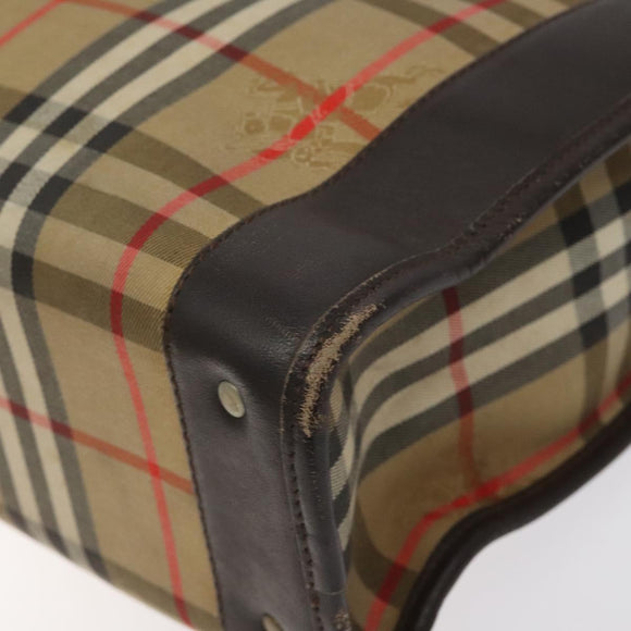 Burberrys Nova Check Hand Bag Canvas Beige Auth BA2031
