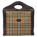 Burberrys Nova Check Hand Bag Canvas Beige Auth BA2031-13