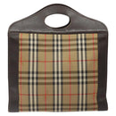 Burberrys Nova Check Hand Bag Canvas Beige Auth BA2031-2