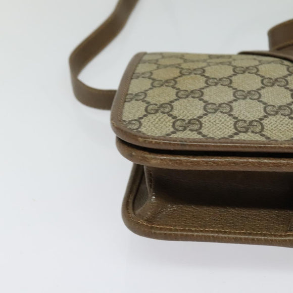 GUCCI GG Supreme Shoulder Bag PVC Beige Gold Auth BA2037