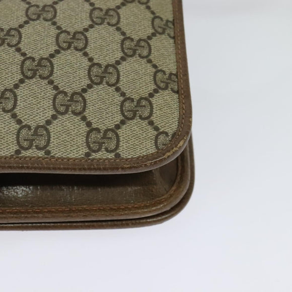 GUCCI GG Supreme Shoulder Bag PVC Beige Gold Auth BA2037