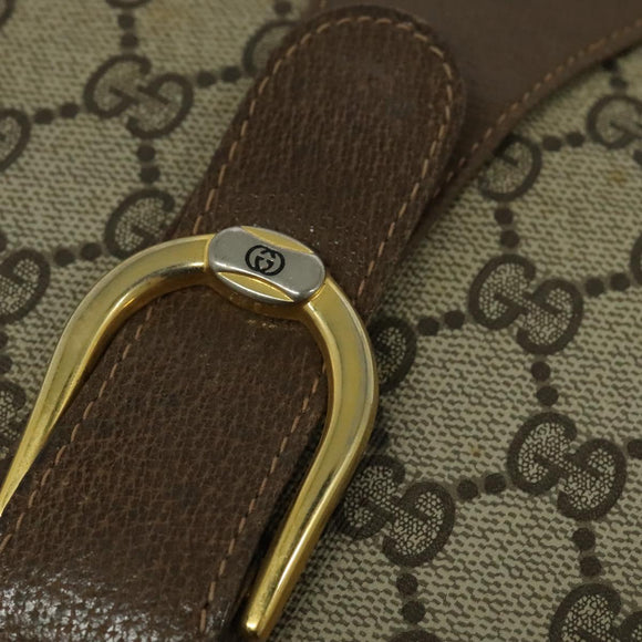 GUCCI GG Supreme Shoulder Bag PVC Beige Gold Auth BA2037