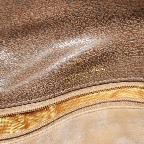 GUCCI GG Supreme Shoulder Bag PVC Beige Gold Auth BA2037