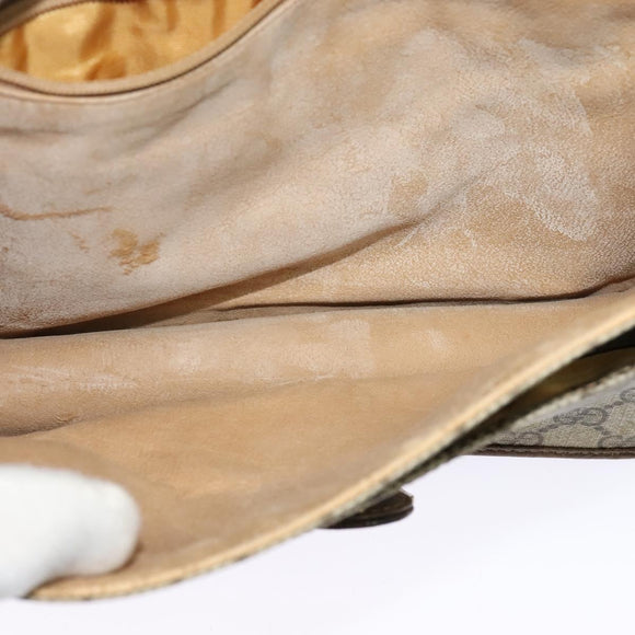 GUCCI GG Supreme Shoulder Bag PVC Beige Gold Auth BA2037