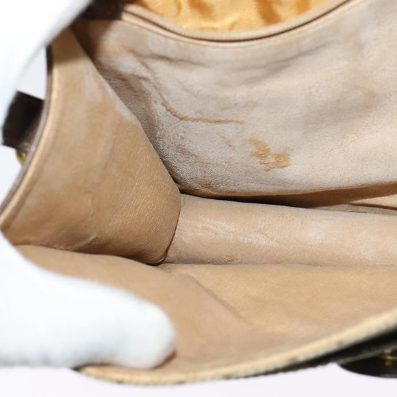 GUCCI GG Supreme Shoulder Bag PVC Beige Gold Auth BA2037