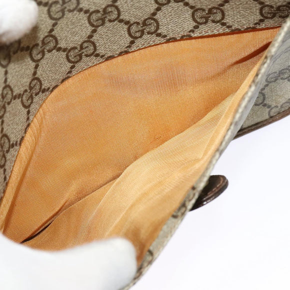 GUCCI GG Supreme Shoulder Bag PVC Beige Gold Auth BA2037