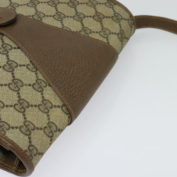 GUCCI GG Supreme Shoulder Bag PVC Beige Gold Auth BA2037