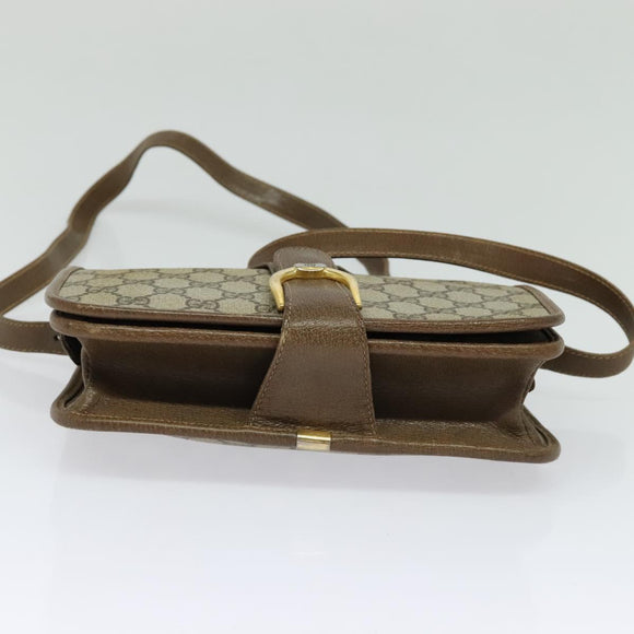 GUCCI GG Supreme Shoulder Bag PVC Beige Gold Auth BA2037