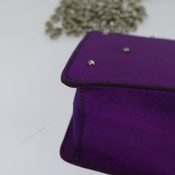 CELINE Chain Shoulder Bag Nylon Purple Auth BA204