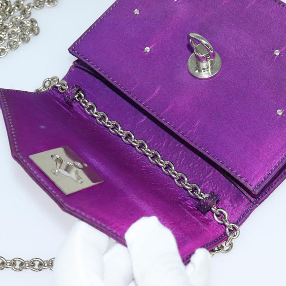 CELINE Chain Shoulder Bag Nylon Purple Auth BA204