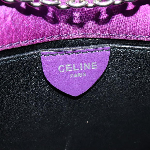 CELINE Chain Shoulder Bag Nylon Purple Auth BA204