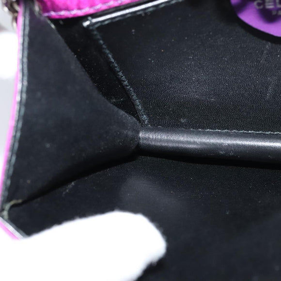 CELINE Chain Shoulder Bag Nylon Purple Auth BA204