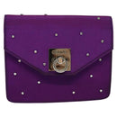 CELINE Chain Shoulder Bag Nylon Purple Auth BA204-13