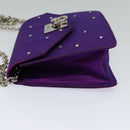 CELINE Chain Shoulder Bag Nylon Purple Auth BA204-3