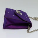 CELINE Schoudertas met ketting Nylon Paars Auth BA204-4
