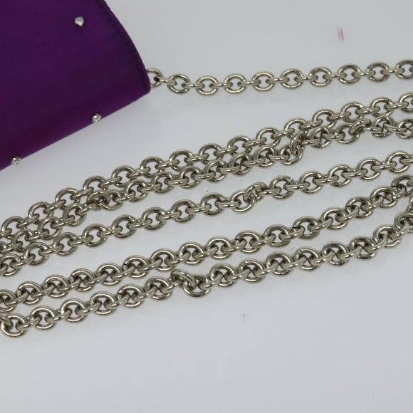 CELINE Chain Shoulder Bag Nylon Purple Auth BA204